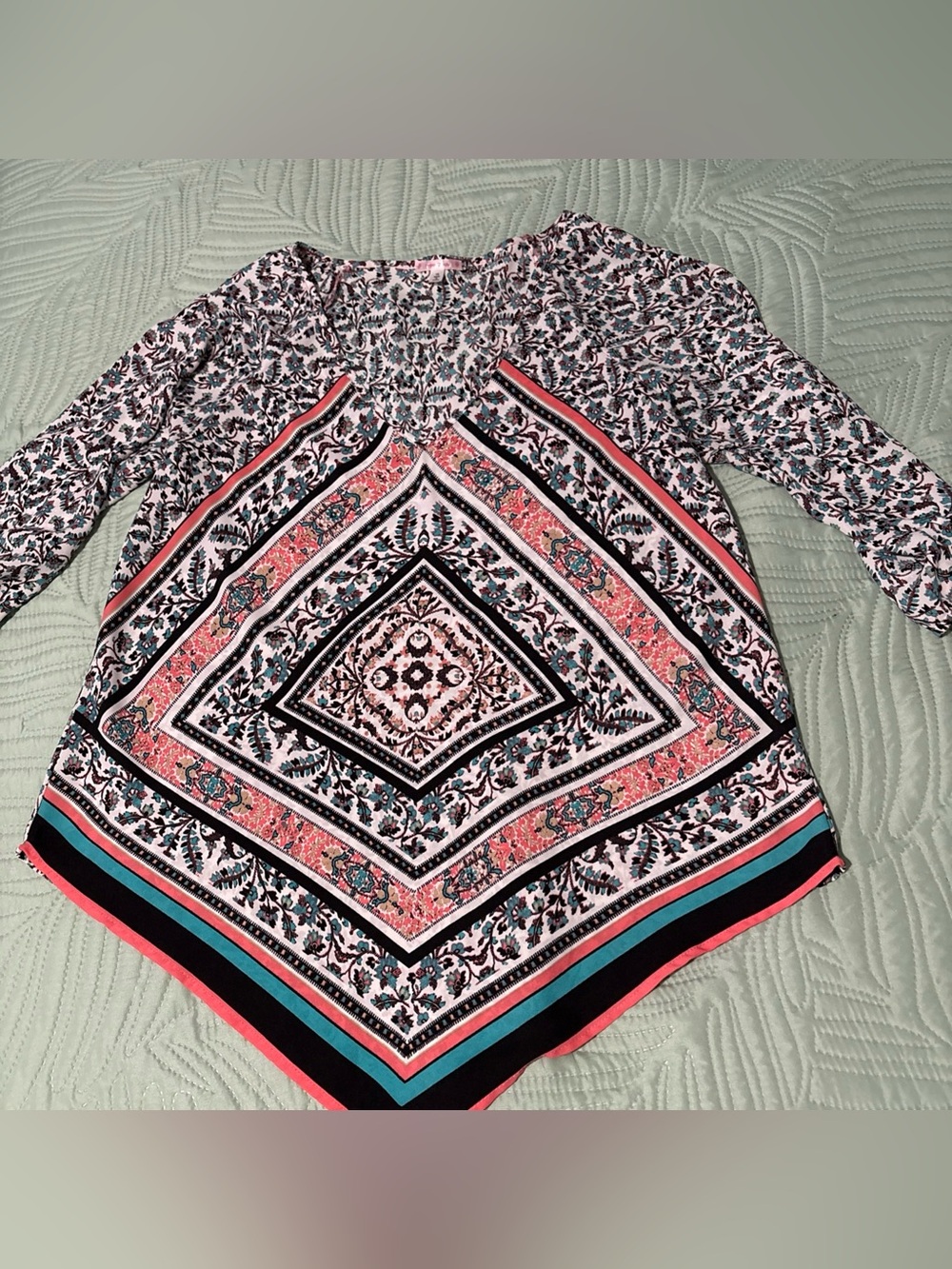 Free 2 Luv Womens 1X Popover Top Floral Boho Festival Hippie